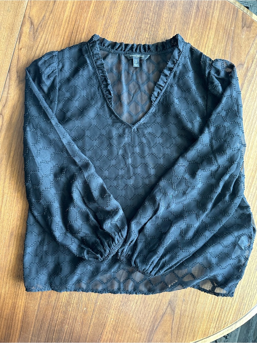 Banana Republic Black V-Neck Sheer Blouse